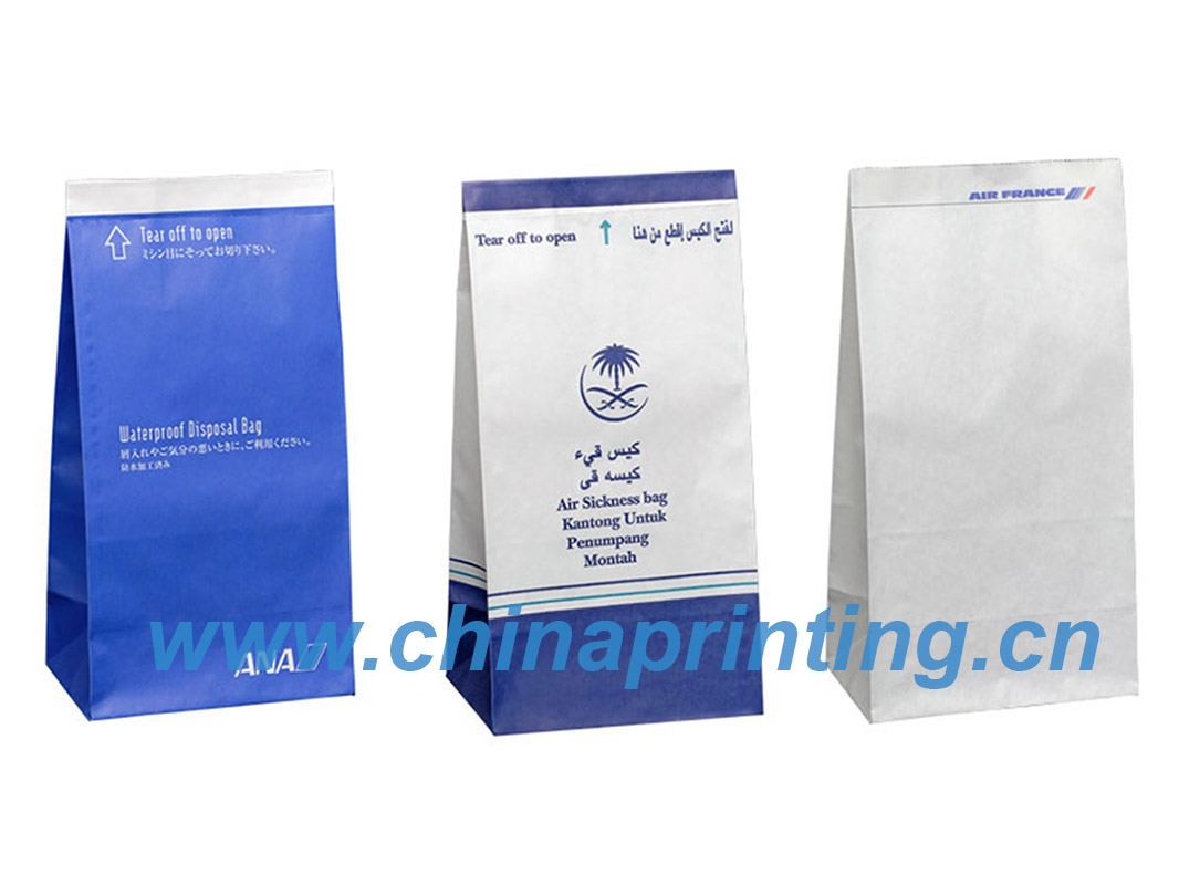 Cheap Air sickness bag printing with PE inner in China SWP9-4