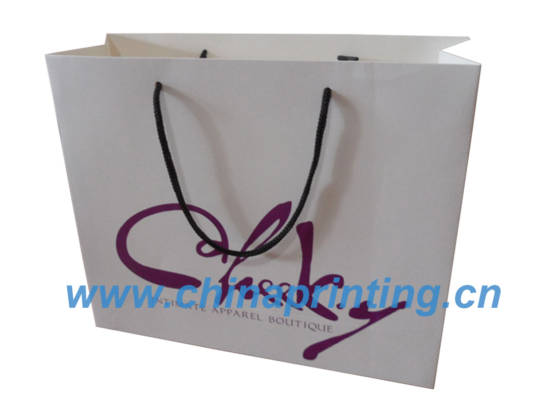 White card paper bag printing nylon handle in China SWP11-36