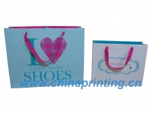 High quality paper bag printing with ribbon handle SWP11-39